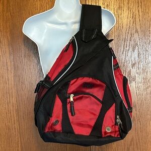 Unisex Red & Black one shoulder backpack